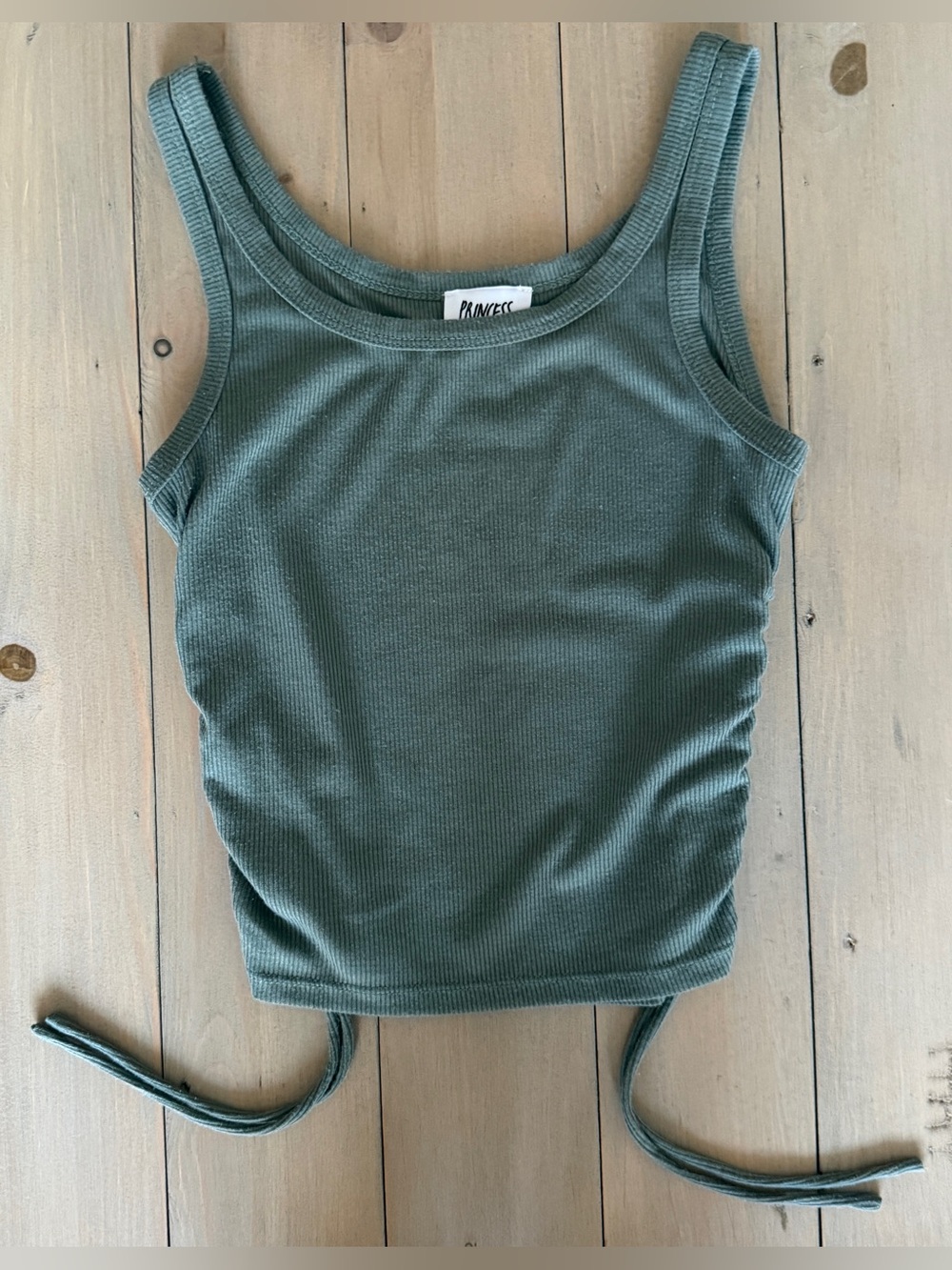 Princess Polly Green Ribbed Tank